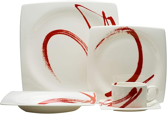 Red Vanilla Paint It Red 20 Piece Dinner Set, 1, White