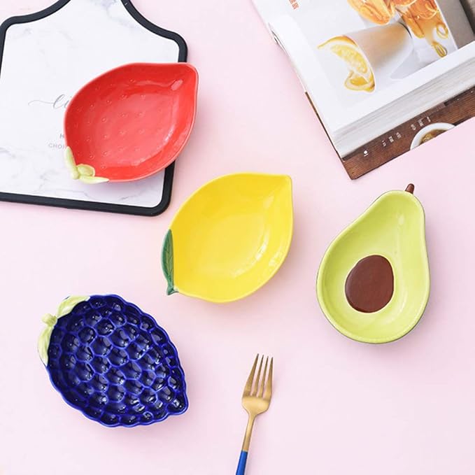 Ceramic Appetizer Plate Fruit Shape Plate Dessert Plate Salad Pasta Bowls Food Serving Tray for Fruit Cheese Dessert Snack-Yellow