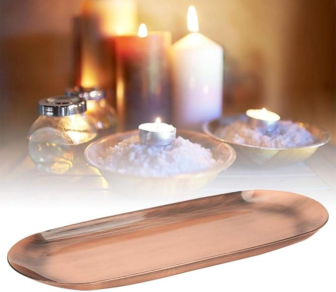 Large Storage Tray Candle Tool Tray Organizer Aromatherapy Tray Decorations for Desktop Plates(Large Retro Copper, 12)