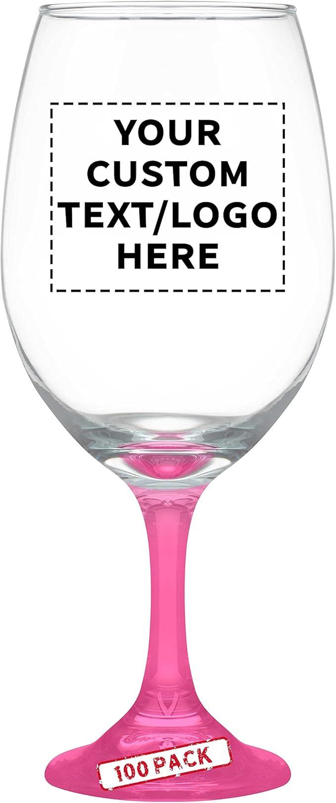 Custom Rioja Grand Wine Glasses 20.75 oz. Set of 100, Personalized Bulk Pack - Perfect for Hotel, Bar, Restaurant or Lounge - Pink