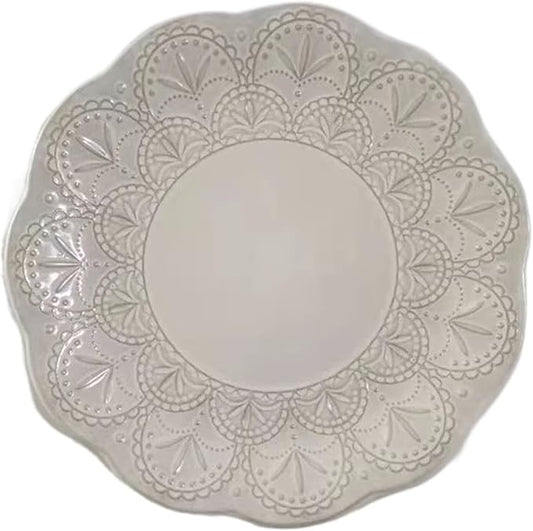 SONGCHAO Party Supplies Plate Ceramic Household Dishes Breakfast Lunch Dinner Afternoon Tea Steak Household Commercial Kitchen Fruit Tray Party Plates (Color : 007)