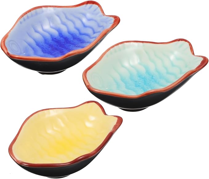 3pcs Sauce Plates Ceramic Sauce Dishes Tableware for Home Restaurant Random Style