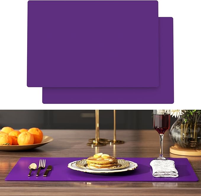 Silicone Counter Mat 40x60cm 2 Pack - High-Temp Resistant, Non-Slip Waterproof Pad for Kitchen Countertops, Sink & Stove (Purple)