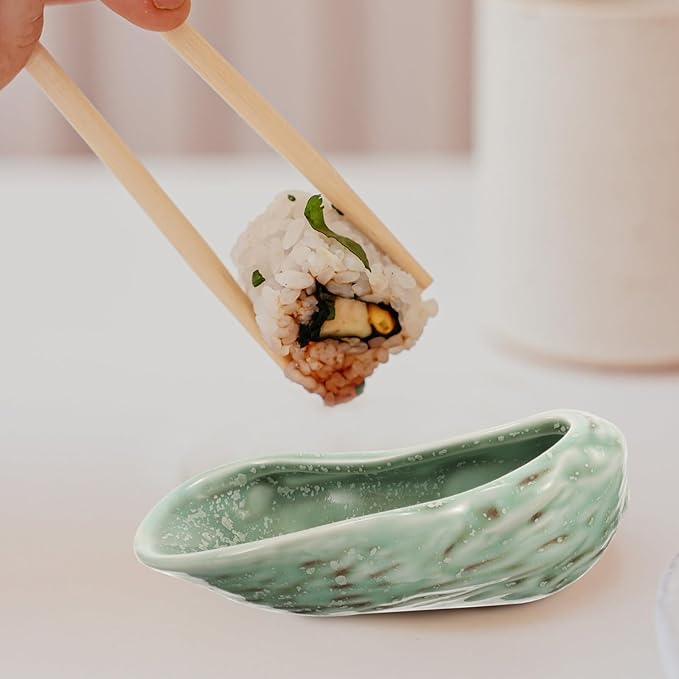 Ciieeo Ceramic Sushi Tray Appetizer Plate Japanese Style Oyster Shell Molding Multi-use Serving Dish