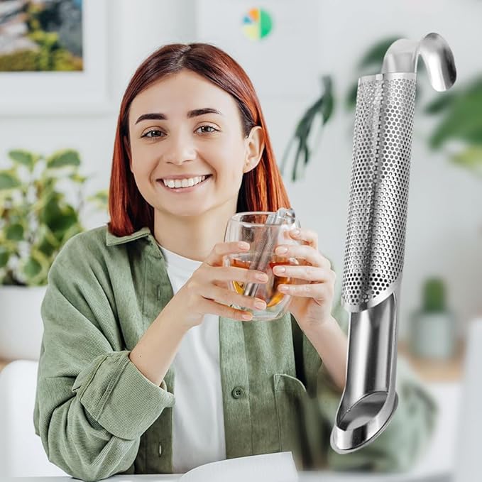 New Upgraded Stainless Steel Tea Diffuser with Hook Handle - Fine Hole Diffuser for Bulk Tea and Coffee (5PCS)