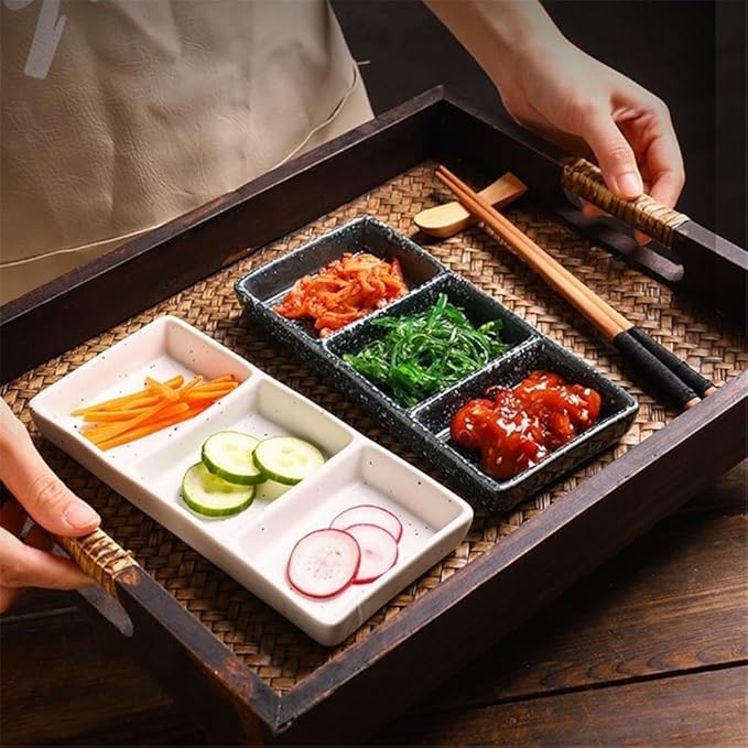 Appetizer Plates Ceramic Sauce Dish Sushi Plate Divide Meals Trays Beauty Flow Color Porcelain Tableware for Condiment(White)