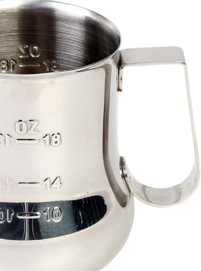 TrueCraftware- 24 oz Stainless Steel Espresso Milk Steaming Pitcher with Measuring Scale- Steaming Pitcher Coffee Bar Cappuccino Barista Tools Milk Jug Steamer Frother Cup