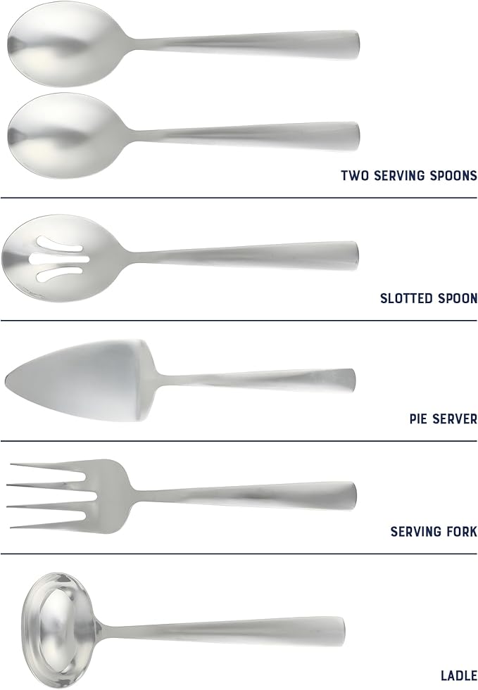 Oster Eastleigh 6-Piece Stainless Steel Hostess Set, Flatware Serving Utensil Set for Parties and Dinners, Rust-Resistant, Dishwasher Safe