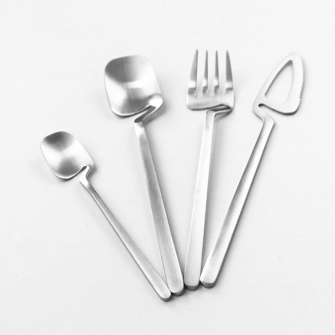24pcs Silver Dinnerware Set 304 Stainless Steel Cutlery Matte Forks Spoons Knives Flatware Set Dinner Silverware Set