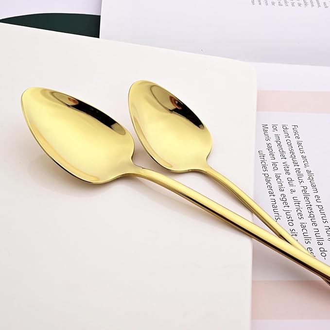 36-piece Champagne Gold 18/10 Stainless Steel Flatware Set, Resuable Cutlery Set For 6, Complete Tableware Set For Home Restaurant Wedding Party Daily Meal, Mirror