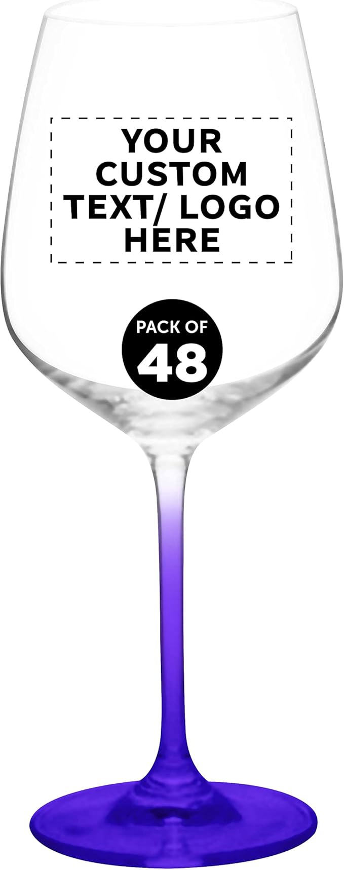 Custom Crystal Wine Glasses 17.5 oz Set of 48, Personalized Bulk Pack - Restaurant Glassware, Perfect for Red Wine or White Wine - Purple