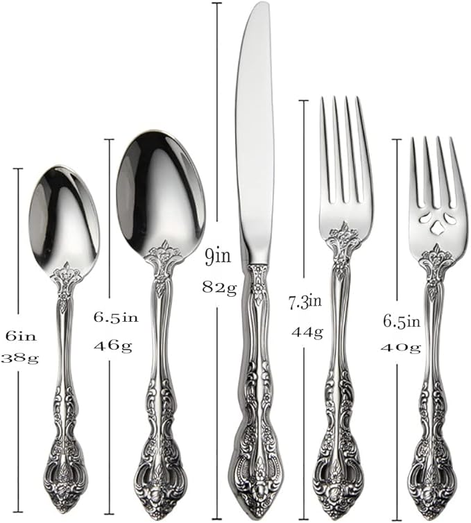 michelangelo cutlery set,18/10 stainless steel flatware sets, 60-piece service for 12 people,utensils tableware set for kitchen, dishwashe safe