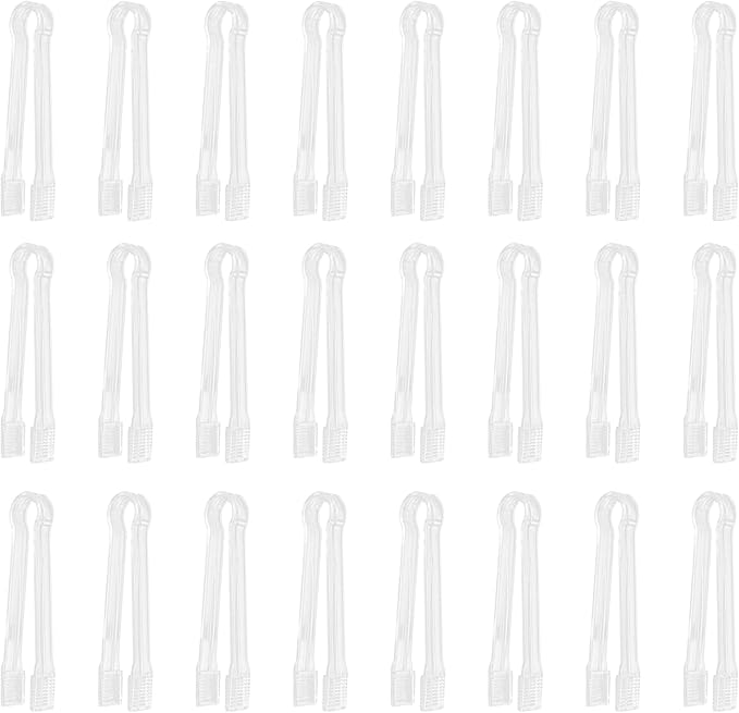 24pcs Plastic Tongs For Serving, Plastic Buffet Serving Tongs Mini Serving Tongs, Disposable Small Clear Tong for Party Candy Bar Ice Sugar（6.3 Inch）