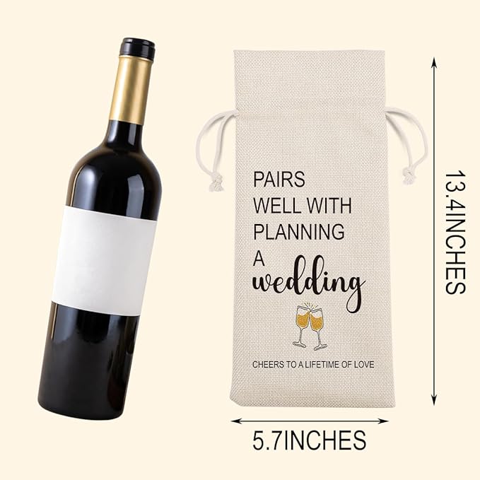 Funny Wedding Wine Bag, Engagement Party Decorations, Engagement Gifts for Women Couples, Wedding Gift Ideas for Mr and Mrs, Bride to Be & Shower Gifts