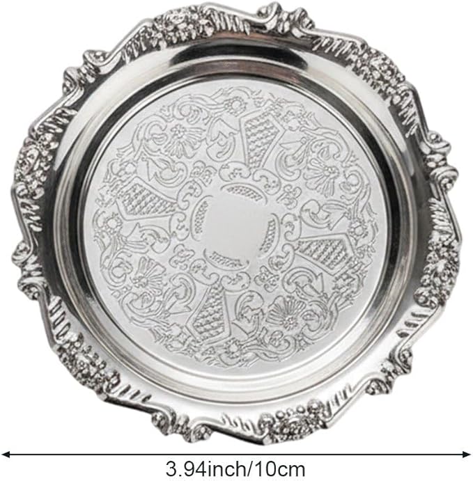 Metal Food Serving Trays Small Instrument Jewelry Tray Silver Fruit and Dessert Plates for Wedding, Hotel, Christmas Candy Display