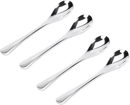 VANRA 4.9in 4-Piece Tea Spoons Set Stainless Steel Coffee Appetizer Dessert Spoon Serving Spoon Teaspoon Silver Flatware Set of 4