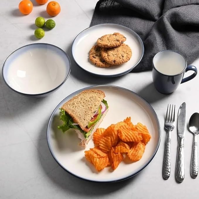 Family Hotel Tableware Stoneware Dinnerware Set Service for Four Dishes and Plates Sets
