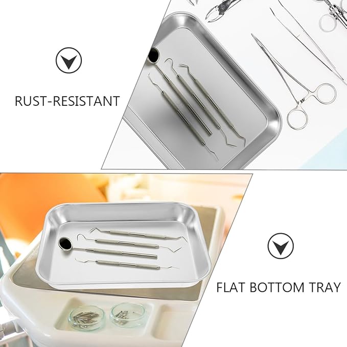 TOYANDONA 3pcs 304 Stainless Steel Serving Trays Set, Multipurpose Food and Dessert Plates with Deep Edges, Oven-Safe Baking and BBQ Grill Pans for Kitchen and Party Use