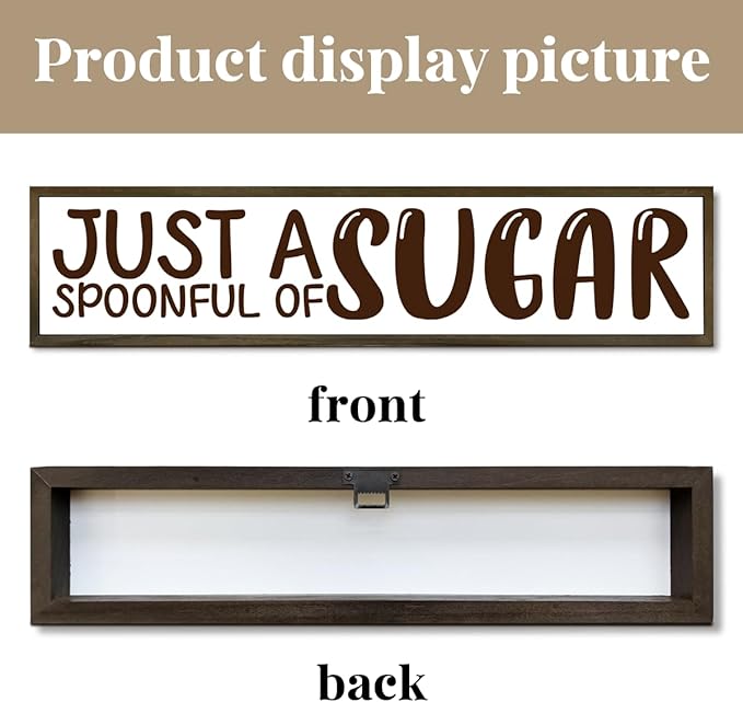 Rustic Wooden Coffee Decor, Just A Spoonful Of Sugar Sign - Whimsical Sweet-Themed Decor, Gift for Dessert Lovers, Wall/Tabletop Accent for Kitchen, Farmhouse Tiered Tray Sign
