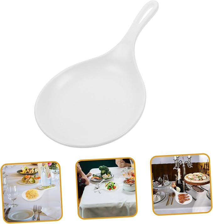 VALICLUD 2pcs White Handle Serving Platters Snack and Appetizer Plates Portable Sauce Dish for Family Gatherings Parties Weddings and Restaurants