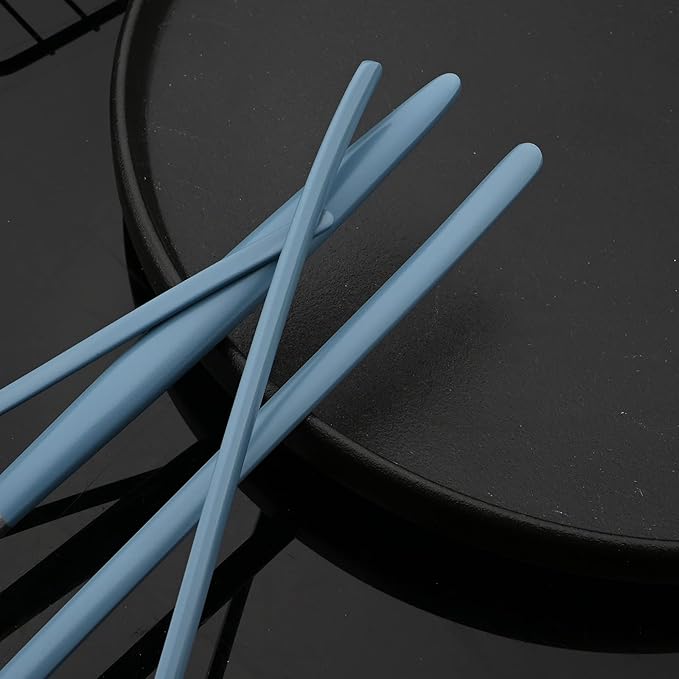 JASHII Matte Blue and Silver Silverware Set, 304 Stainless Steel Flatware Set Service for 4, Tableware Cutlery Set for Home Restaurant Party, Dinner Forks/Spoons/Knives, Slim Handle, Dishwasher Safe