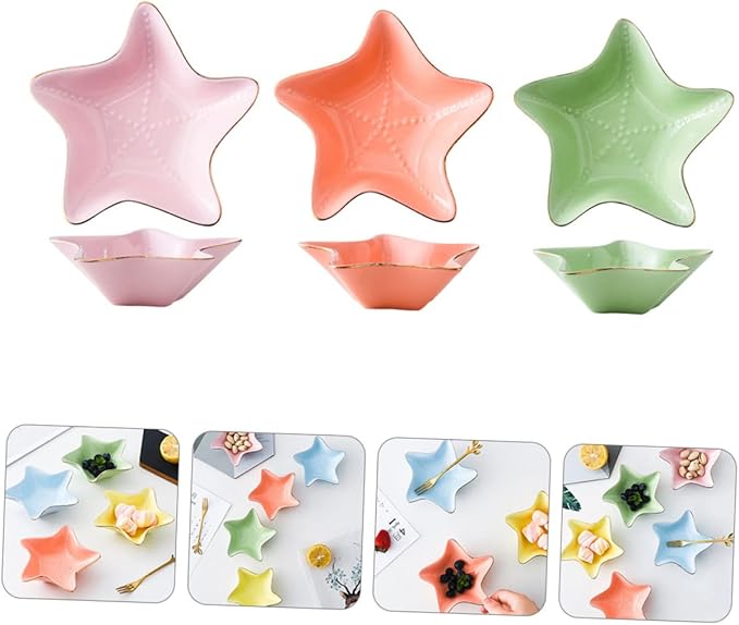 3pcs Multipurpose Ceramic Sauce Bowl Dipping Dish Appetizer Plate Snack Bowl Condiment Holder for Kitchen Random Color