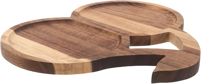 Wood Serving Tray - Cherry Shaped Wooden Cake Snack Appetizer Platter, Candy Dessert Dish, Ideal for Coffee Tea, Cheese, Party Supplies & Daily Serving, Elegant Table Display
