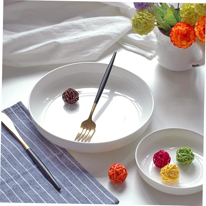 PRETYZOOM Delicate Ceramic Dinner Plate Small Sushi Plate Pasta Steak Salad Oven Freezer Safe White