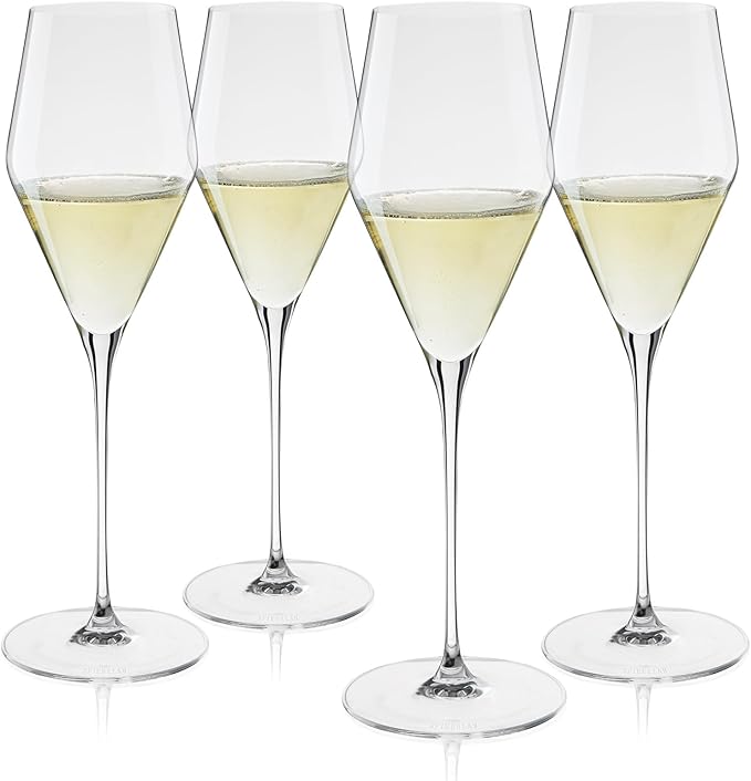 Spiegelau Definition Champagne Flutes, Elegant Crystal Champagne Glasses Gift Set, Perfect for Prosecco, Sparkling Rose, Mocktails, Home Bar Accessories, Housewarming, Wedding Gifts, 9 oz, Set of 4