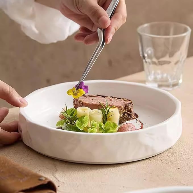 SONGCHAO Party Supplies Dish Plate, Western Food Plate, European Creative Tableware, Dinner Plate, Ceramic Stone Pattern Deep Plate, Household Deepened Soup Plate Party Plates (Size : Small)