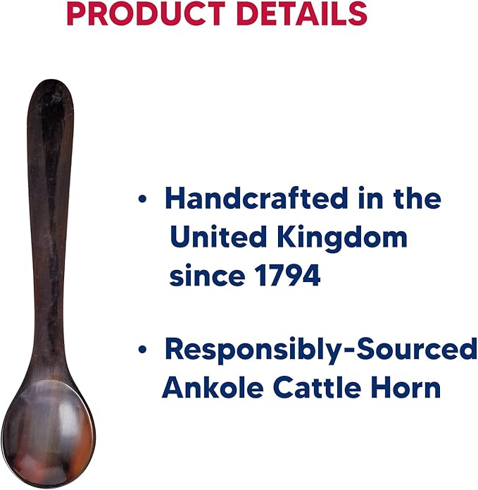 HIC Kitchen Caviar Spoon, Handcrafted in the United Kingdom, Responsibly Sourced Ankole Cow Horn, 3-Inch