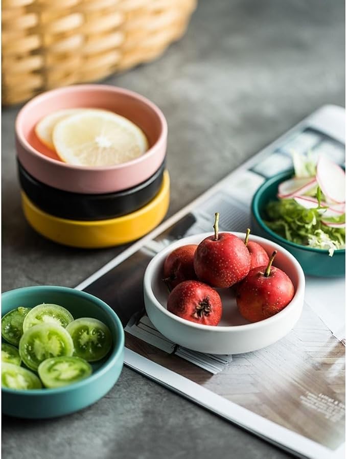 FAREWELL Dipping Bowls Round Plate Creative Ceramic Small Plate Soaking Plate Household Soy Sauce Plate Small Plate Vinegar Plate Soaking Plate Soy Sauce Appetizer Bowls (Color : A)