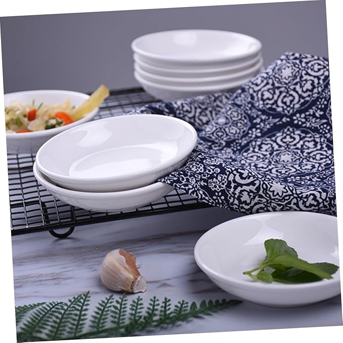 Cabilock 6pcs Home Restaurant Use Ceramic Sauce Plates Dipping Dishes Seasoning Dishes Small Plates Sauce Storage Holder
