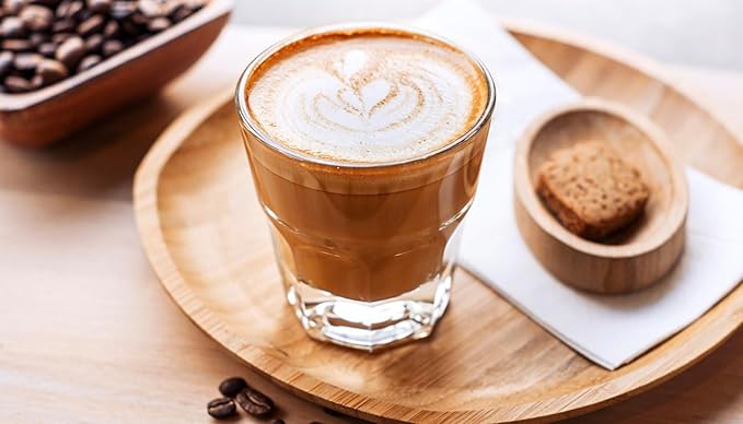 Necessia Heat-Treated Tempered Rim Cortado/Espresso/Gibraltar Glasses, Set of 4, 4.5 oz