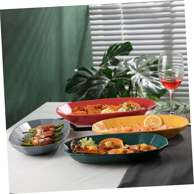 LIFKOME Unique Ceramic Fish Plate Grey Fruit Serving Dish Snack Tray for Parties and Gatherings
