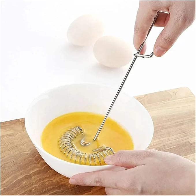 Stainless Steel Egg Whisk, Spring Wire Mixer, Hand Held Egg Beater, Kitchen Cooking Tool, 10.61 Inch Length(2 pack)