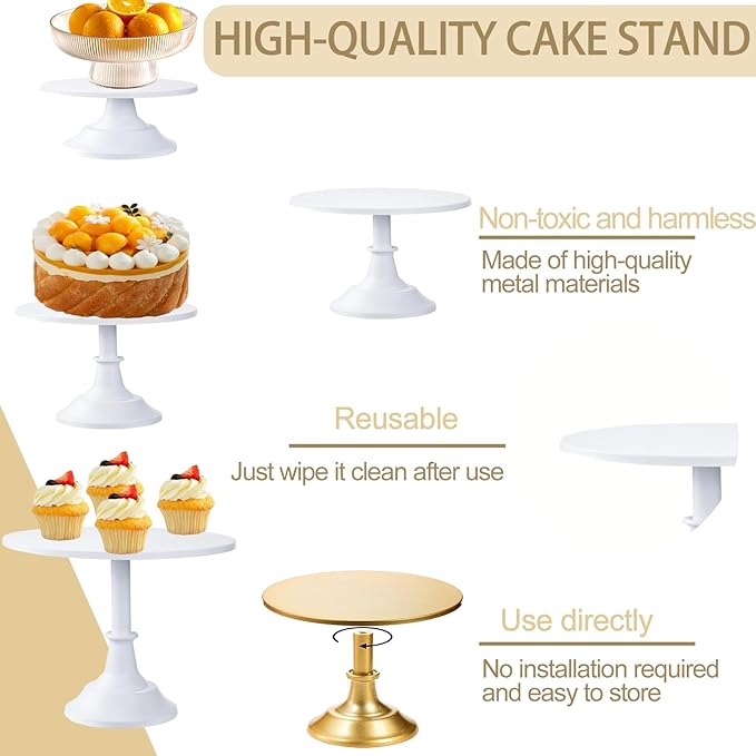 3 Set White Cake Stand，Display Plate Dessert Cupcake Pastry Candy for Party，Elegant Round Cylinder Columns tables for Weddings Cake Stands，Birthday Party