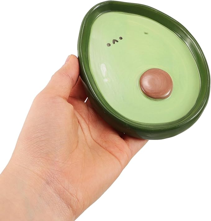 Luxshiny Avocado Shaped Small Ceramic Fruit Plate 4-inch Hand-painted Snack Appetizer Dish for Home Kitchen Dining