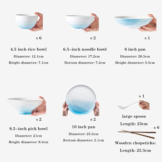 Dinnerware Sets Service for 6 People, Nordic Creative Ceramic Tableware, Personality Gradient Dishes Set, Plate Bowl Home Cutlery Set, 20pcs