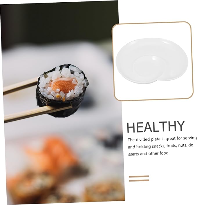 Mobestech Divided Ceramic Plate with Sauce Compartment Elegant Appetizer Serving Tray for Dumplings Sushi and Snacks Home and Restaurant Use