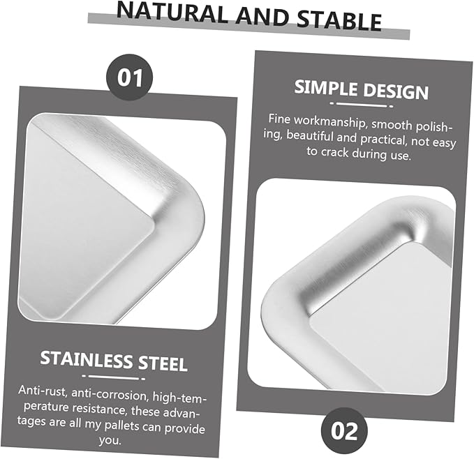 PRETYZOOM Stainless Steel Dessert Tray Cake Serving Plate Microwave Safe Dinnerware