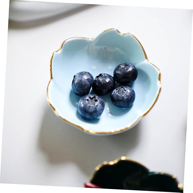 2Pcs Shape Ceramic Dipping Plates Blue Porcelain Sauce Dish for Condiments Seasoning Vinegar Bbq and Appetizers Kitchen and Outdoor Use