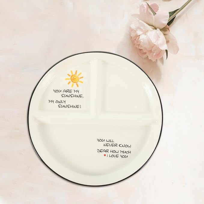 Cabilock 1pc Ceramic Divided Dinner Plate for Portion Control Compartment Dish for Snacks Desserts and Meals Safe Easy Clean Design for Parties and Restaurants