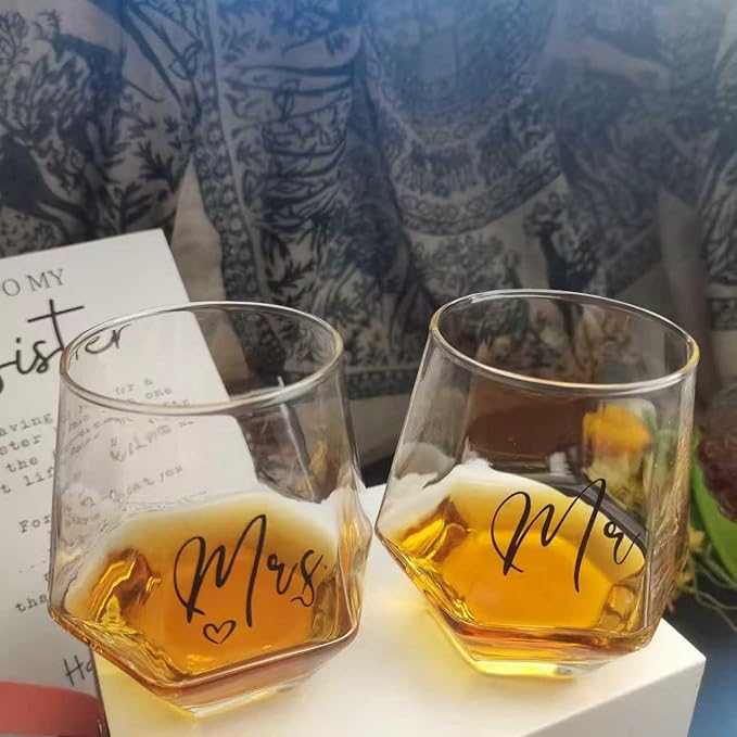 Mr and Mrs Wine Glasses for Bride and Groom -Gifts for Bridal Shower Engagement Wedding and-Married Anniversary-His & Hers wine glasses set of 2 Engagement Gift，wedding gifts for Couples 2025