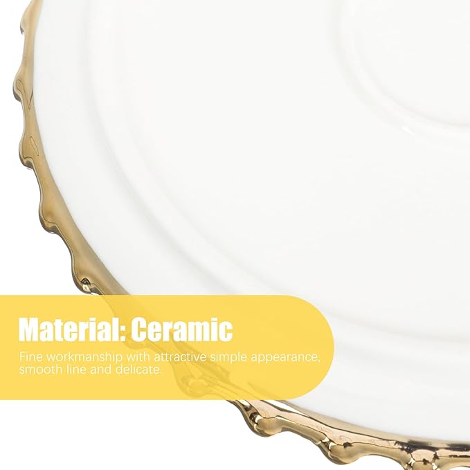 Homoyoyo Gold Platter Elegant Ceramic Plate Set Dinner Plate for Western Food Dessert Plate Household Use