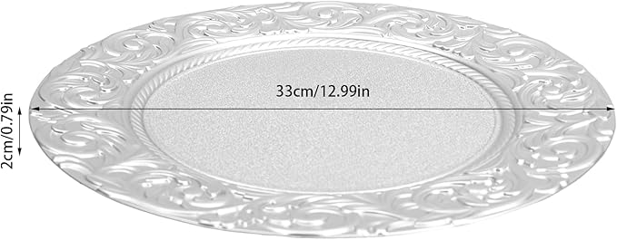 Sliver Plastic Charger Plates Set of 100,13” Reusable Party Chargers for Dinner Plates, Elegant Round Service Plate Chargers Bulk Decorative for Wedding, Catering Table Decor