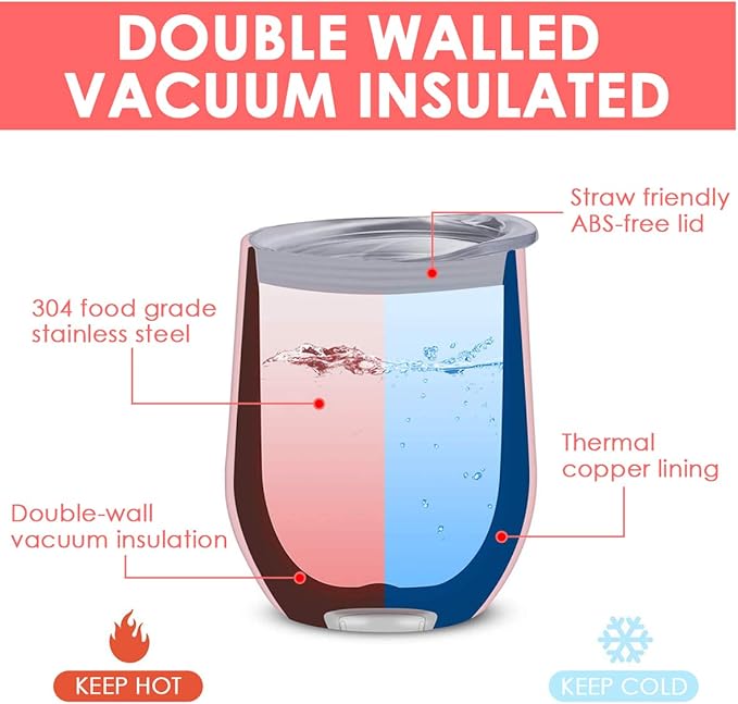 8 Pack 12 oz Stainless Steel Wine Tumbler with Lids, Double Wall Vacuum Insulated Travel Cup Including 8 Straws Set for Coffee, Cocktail, Drink, Tea and Beer (Assorted Colors)