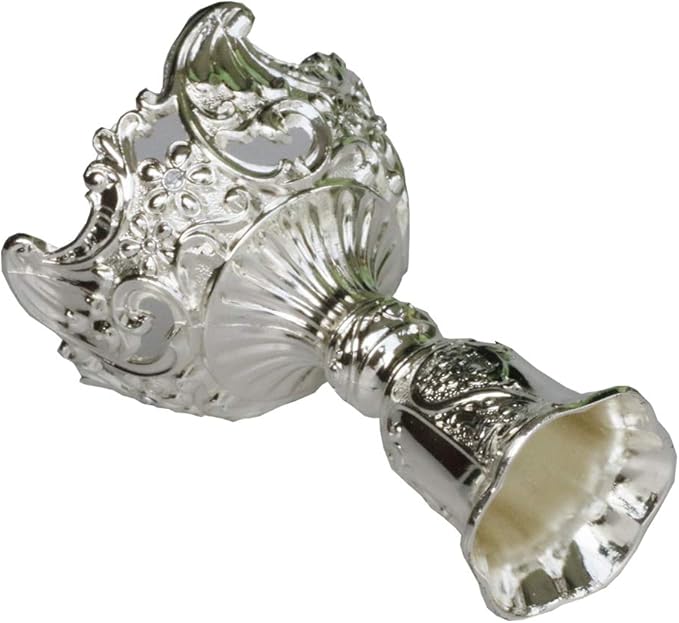 Silver Taper Candle Holders with Deluxe Engraved Design, Set of 2 Premium Metal Silver Candlestick Holders