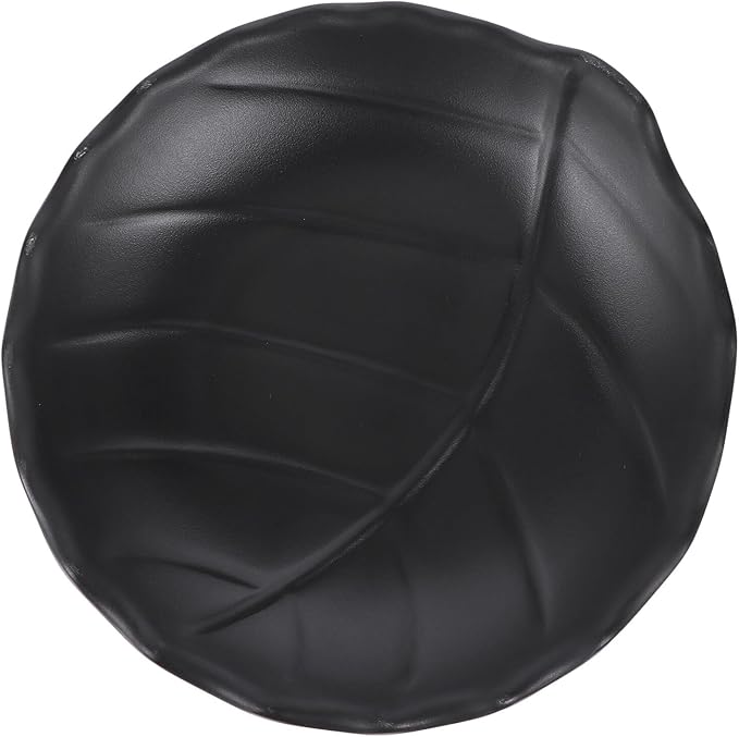 GLEAVI Leaf Pattern Snack Plate Black Ceramic Sauce Dish Household Tableware Dessert and Appetizer Plate for Kitchen and Dining Use