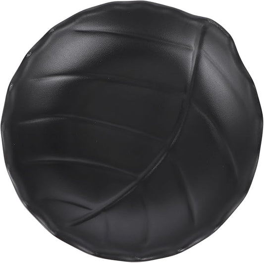 GLEAVI Leaf Pattern Snack Plate Black Ceramic Sauce Dish Household Tableware Dessert and Appetizer Plate for Kitchen and Dining Use